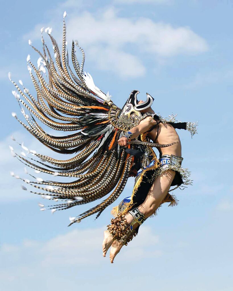 Aztec man with feather headdress 